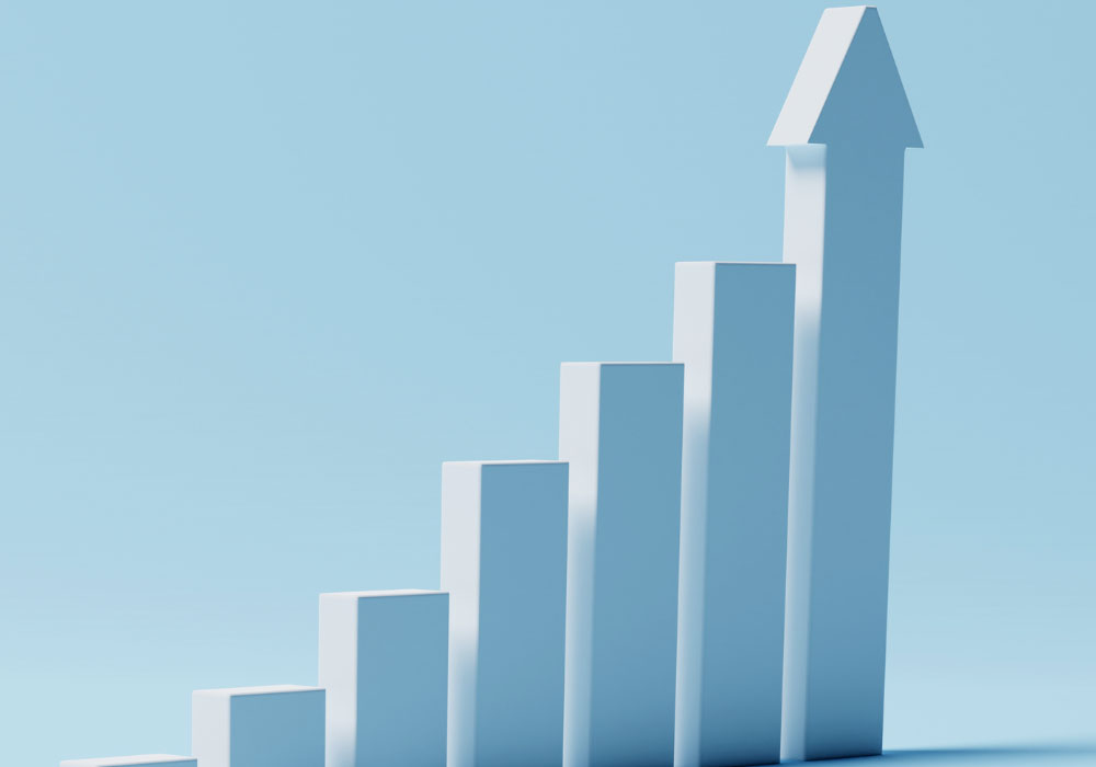 graphic showing upward trendin growth to denote economic growth